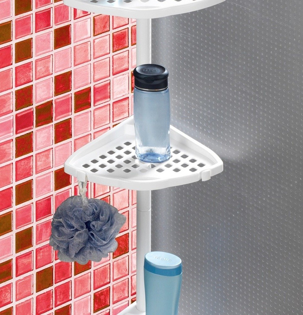 Etajera pentru baie, telescopica OPAL, alb, reglabila 80-250 cm, Allstar