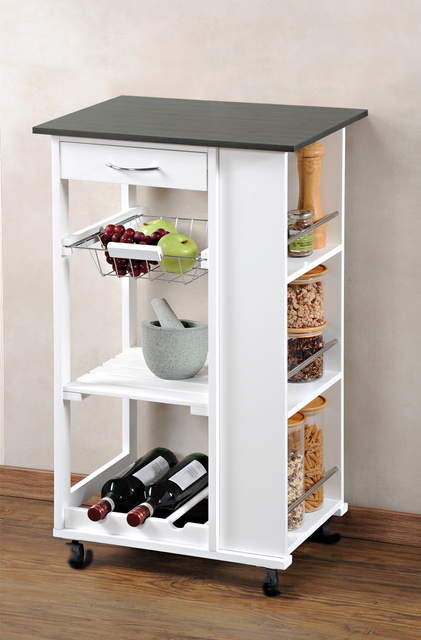 Cărucior de bucătărie pe roți, alb, Kesper