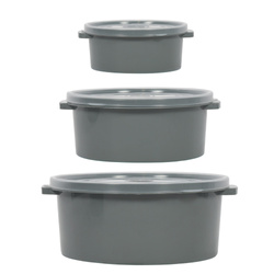 Containere pentru alimente pentru microunde, rotunde, 3 dimensiuni diferite, gri