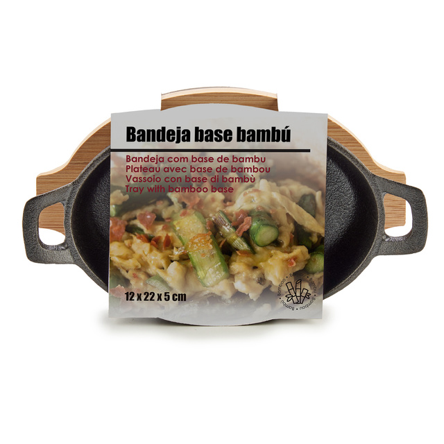 Vas din fontă pe suport de bambus SLATE