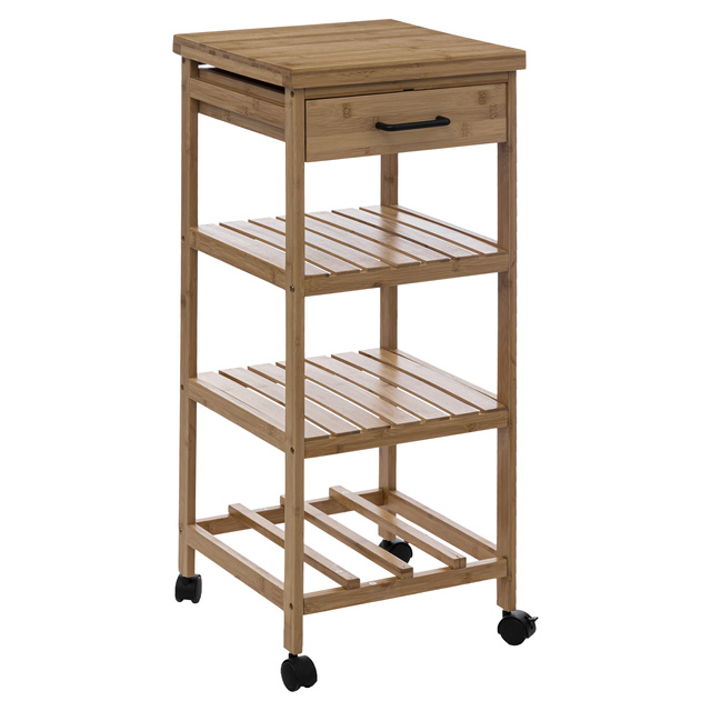 Carucior de bucatarie LINHA cu sertar si blat, bambus