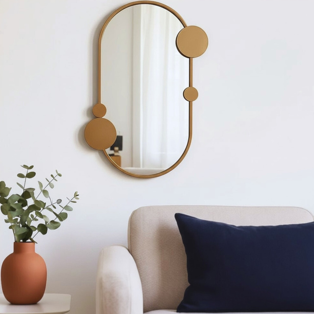 Oglindă de perete SAANA cu decorațiuni geometrice, 46 x 76 cm