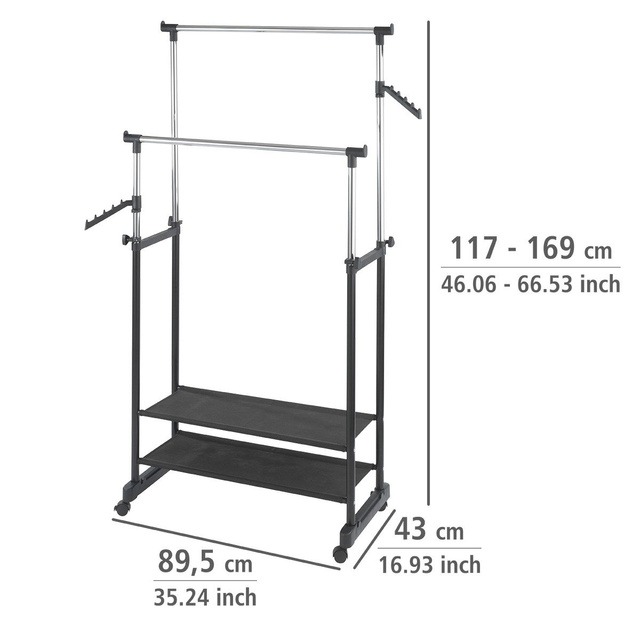 Suport telescopic pentru haine - dulap pe roți, WENKO