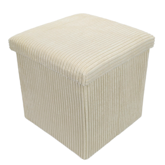 Taburet din velur-cord cu spațiu de depozitare TOBO, 38 x 38 x 38 cm