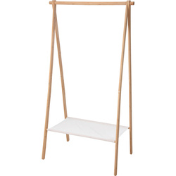 Suport pentru haine din bambus + raft textil, 86 x 57 x 155 cm
