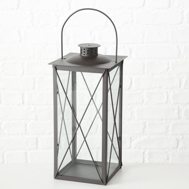 Lantern metalic lumanare, geam de sticla, FAROL, 30 cm