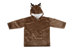 Poncho pentru copii cu glugă GABIN BRUN, căprioară, 60 x 95 cm