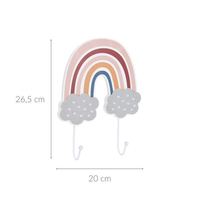 Umeraș pentru haine pentru copii Curcubeu și nori, 20 x 4,5 x 26,5 cm