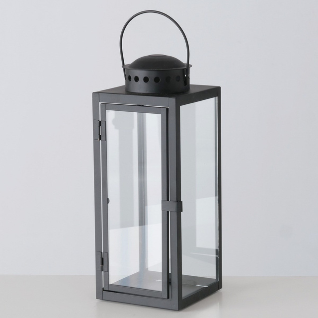 Felinar din sticla Ferro, 33 x 12 cm, rama metalica