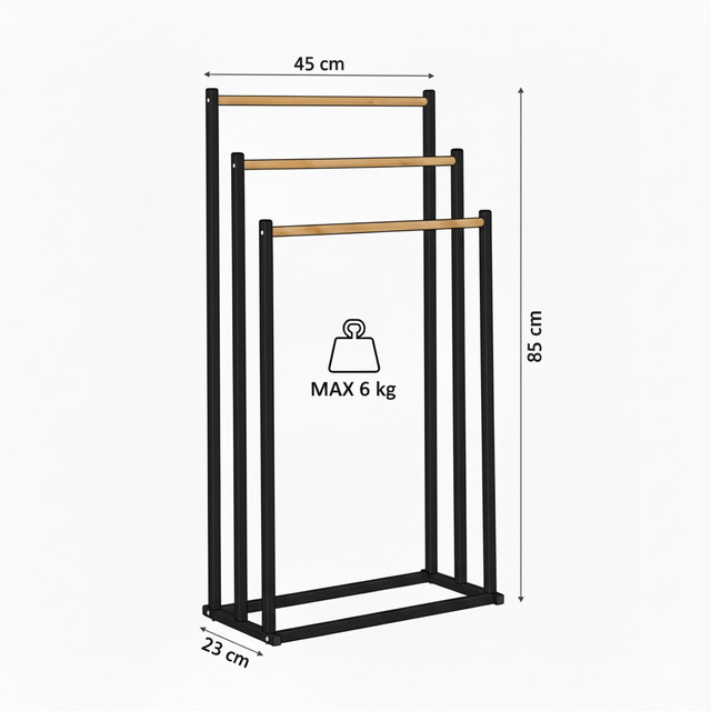 Suport de prosoape SERI pentru baie, 45 x 23 x 85 cm