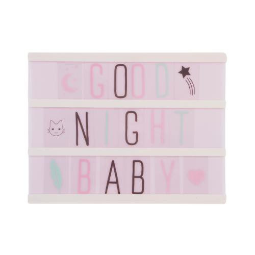 Rama iluminata pentru camera unui copil, cu litere si simboluri