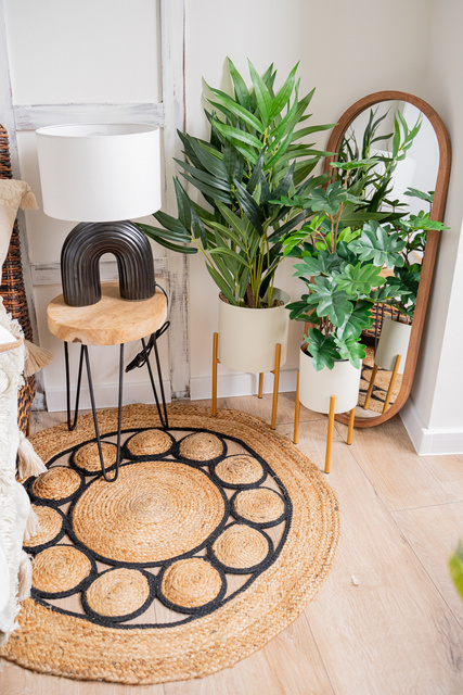 Covor boho rotund din iută, Ø 90 cm