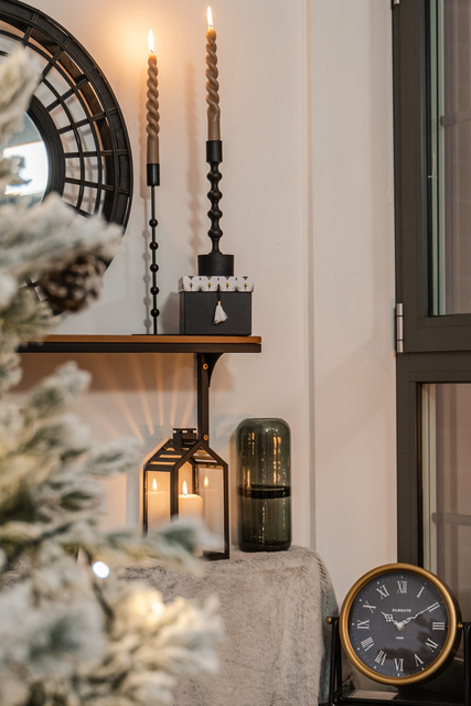 Sfeșnic negru, aluminiu, 23 cm