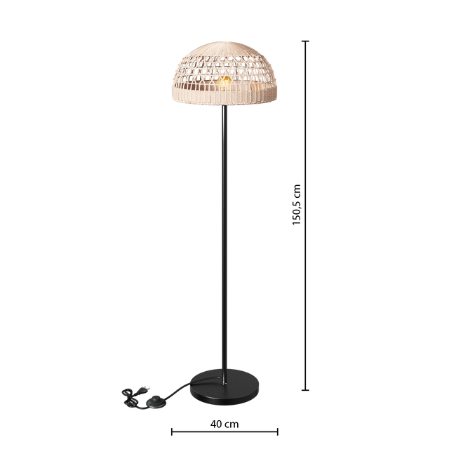 Lampă de podea RORY cu abajur împletit, Ø 40 × 150,5 cm