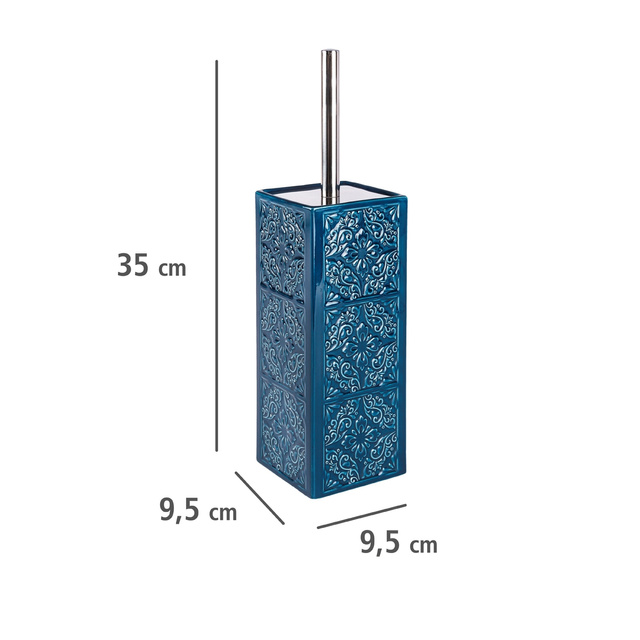 Recipient pentru perie CORDOBA DARK BLUE + perie WC, WENKO, albastru