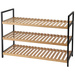 Raft pentru pantofi, 3 niveluri, cadru din bambus și metal, 70 x 30 x 48,5 cm