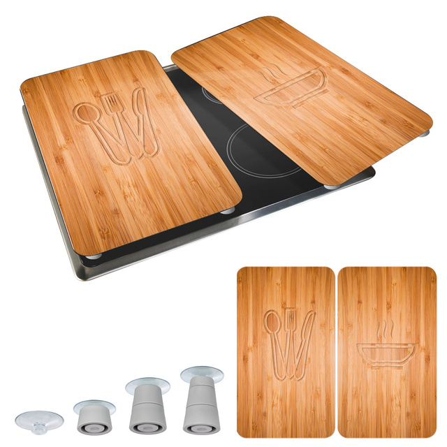 Plăci de protecție din sticlă LUNCH pentru aragaz – 2 bucăți, WENKO, prânz