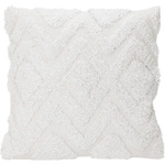 Perna alba, decorativa, din bumbac tuftat, 45 x 45 cm