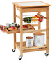 Cărucior de bucătărie cu tavă detașabilă și coș pentru legume, bambus, Kesper
