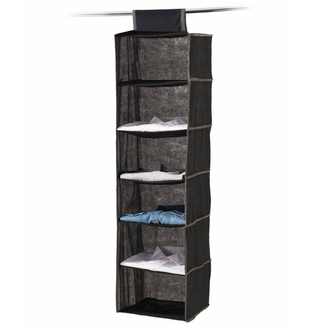 Organizator textil pentru dulap, suspendat, 6 compartimente