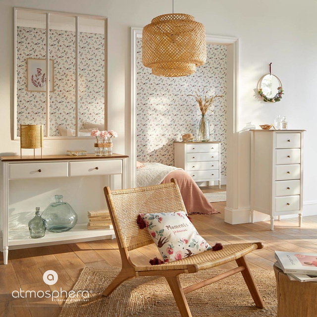 Lampă suspendată LIBY cu abajur din bambus, Ø 40 cm