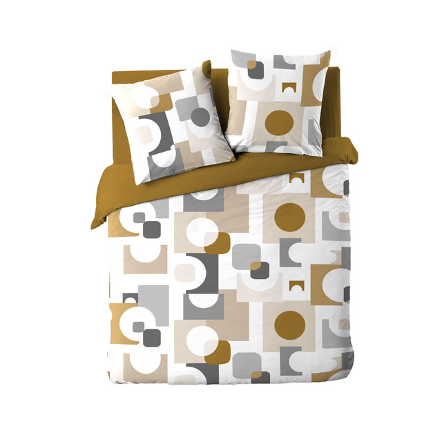 Set de lenjerie de pat cu model geometric, GEOMELO, 240 x 220 cm