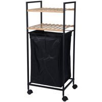 Coș de rufe, cărucior de baie mobil cu 2 rafturi, poliță de baie, 2 în 1