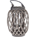 Felinar din răchită, Ø 22,5 x 30 cm, gri