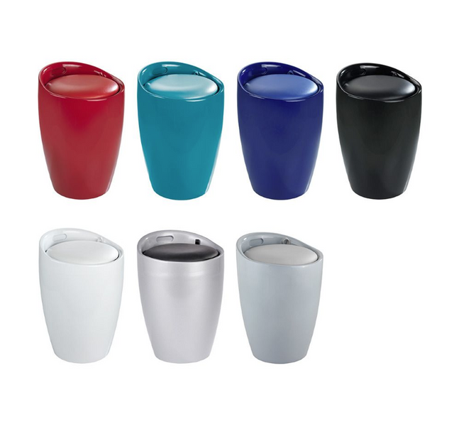 Pufa CANDY GREY - coș de rufe, 2 în 1, WENKO, gri