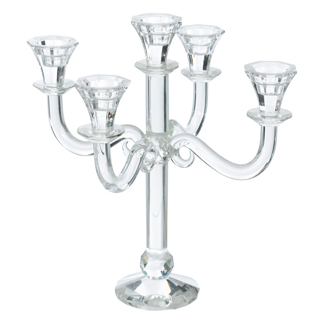 Sfesnic din sticla pentru 5 lumanari, 33 cm