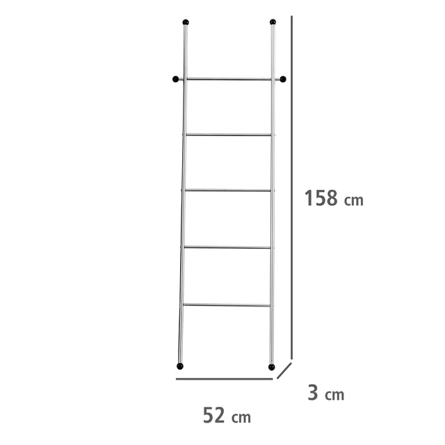 Cuier pentru baie sub formă de scară, suport din oțel cu 5 niveluri și 2 cârlige suplimentare - 158 x 52 cm, WENKO