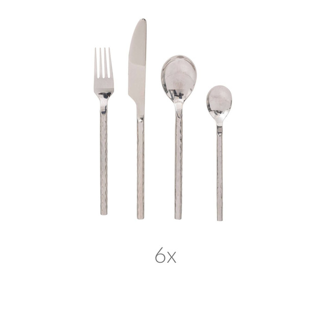 Set de tacâmuri pentru 6 persoane ERA, argintiu, 24 elemente