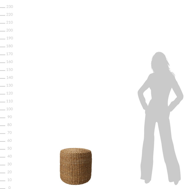 Puf taburet rotund din iarba de mare, Ø 40 cm