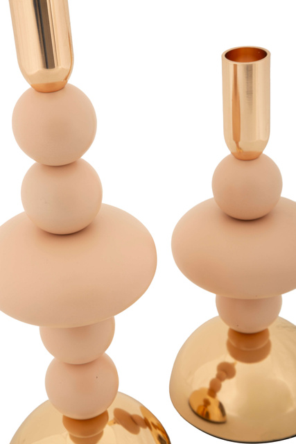 Set de 2 suporturi pentru lumânări GALAXY din metal lucios, înălțimi 22 cm & 30 cm