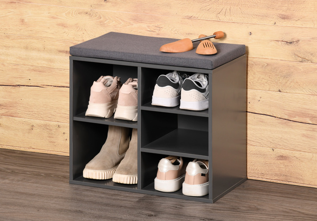 Dulap pantofi cu scaun, 5 compartimente, MDF, Kesper