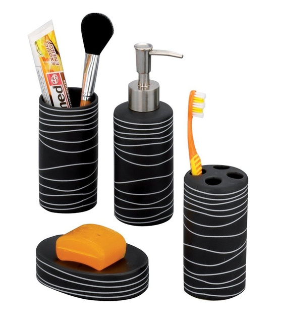 Set ceramic de accesorii pentru baie - 4 piese în set, negru