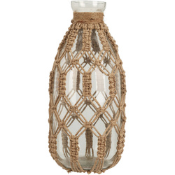 Vaza din sticla cu sfoara impletita, Ø 24 cm