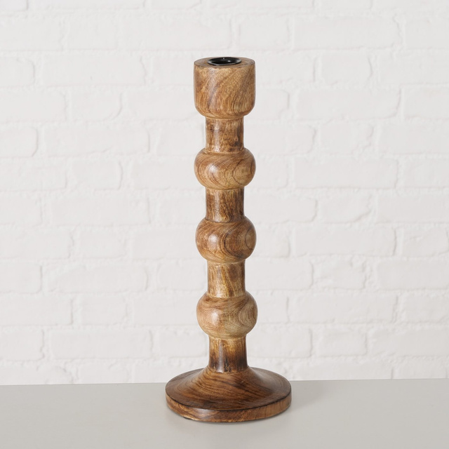 Set 2 sfeșnice  din lemn  sculptate Bubbles,  maro