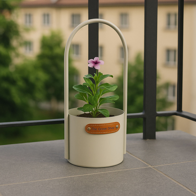 Ghiveci de flori metalic cu maner, Ø 13 x 30 cm