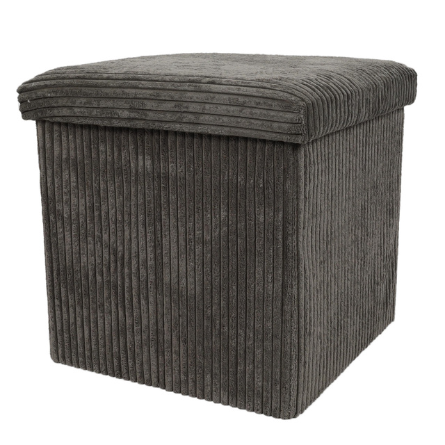 Taburet din velur-cord cu spațiu de depozitare TOBO, 38 x 38 x 38 cm
