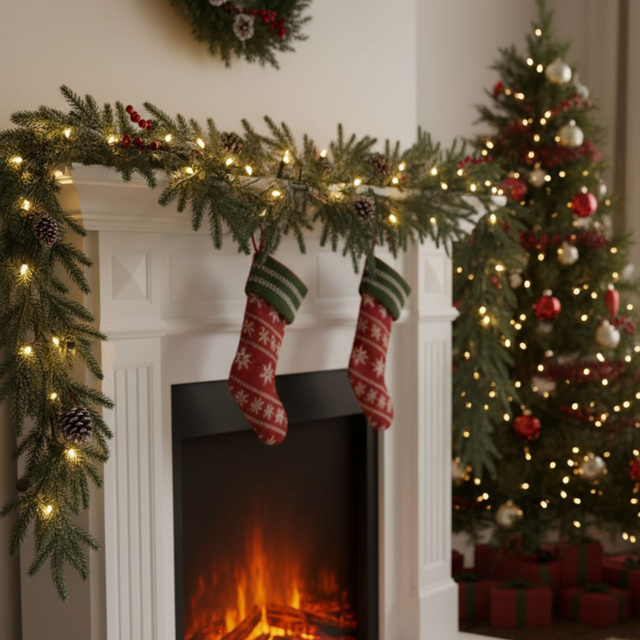 Ghirlandă decorativă, crenguțe de pin, 275 cm