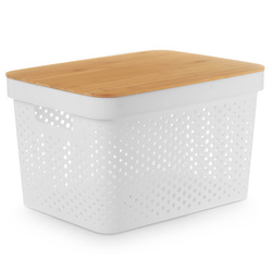 Recipient mare din plastic cu capac din bambus, 36 x 26 x 22 cm