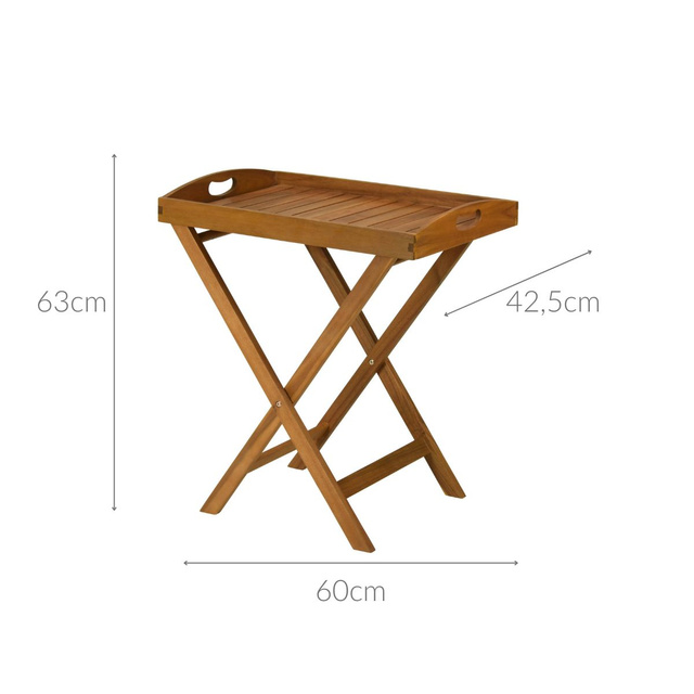 Masa din lemn cu tava portabila de servire, 60 cm