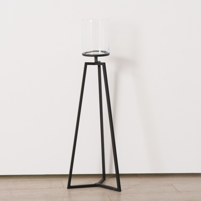 Suporturi de lumanari din sticla pe cadru metalic Cosa, 75-95 cm