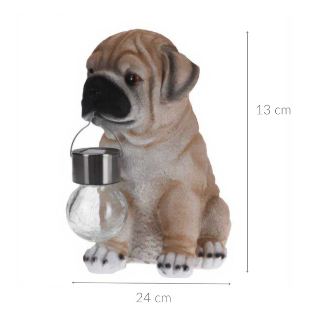 Figurină a unui câine cu lampă solară