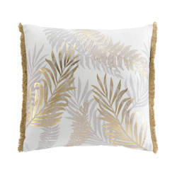 Pernă decorativă cu un model aurit și ciucuri, 50 x 50 cm