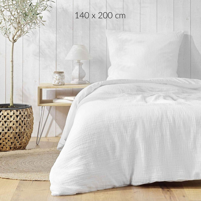 Set de lenjerie de pat din bumbac cu textură, ANGELIA, 140 x 200 cm