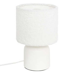 Lampă cilindrică Bouclé Bona albă înălțime 22 cm