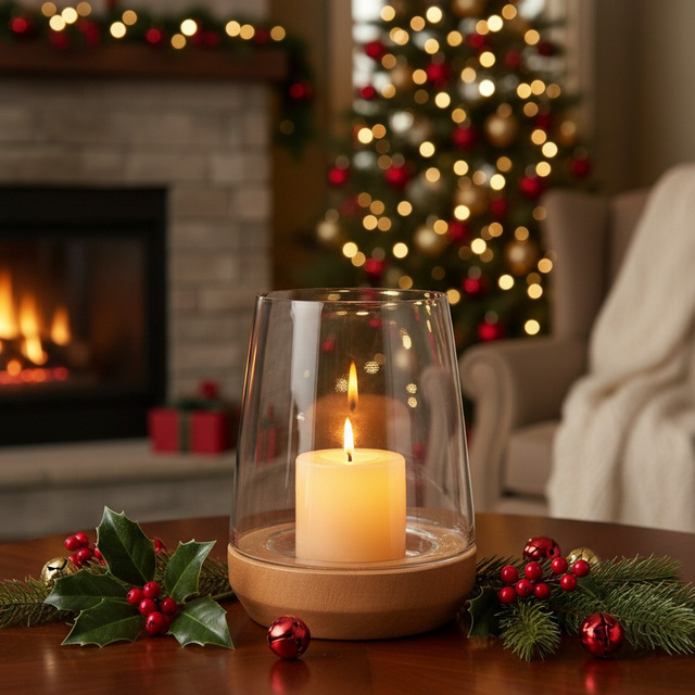 Lampă cu suport din lemn, 23 cm