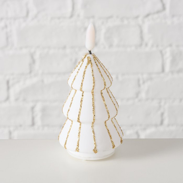 Lumânare în formă de brad cu flacără artificială TORIS, 12 cm